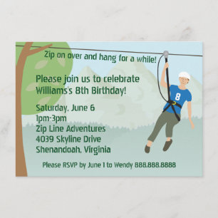 Invitación Fiesta de cumpleaños de la línea Zip Lining