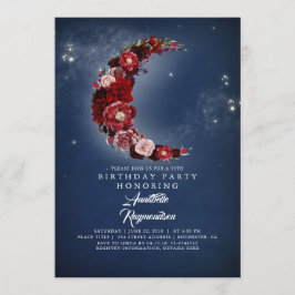 Invitación Fiesta de cumpleaños de la luna floral de la marin