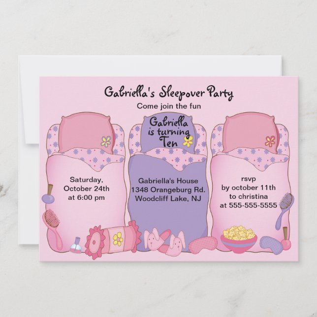 Invitación Fiesta de cumpleaños de la madrugada rosa (Anverso)