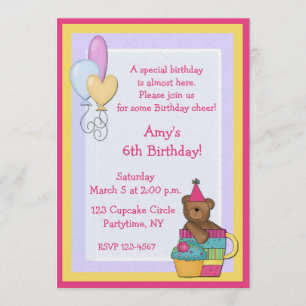 Invitación Fiesta de cumpleaños de la magdalena del oso