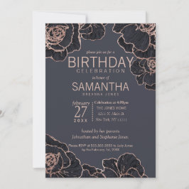 Invitación Fiesta de cumpleaños de la Marina Azul de Oro Rosa