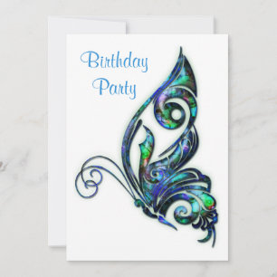 Invitación Fiesta de cumpleaños de la mariposa Art Déco de Ab