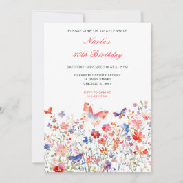 Invitación Fiesta de cumpleaños de la mariposa de verano flor