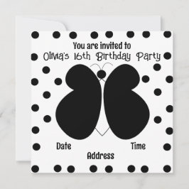 Invitación Fiesta de cumpleaños de la mariposa Polka Dots