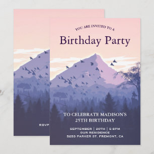 Invitación Fiesta de cumpleaños de la montaña Sunset Forest