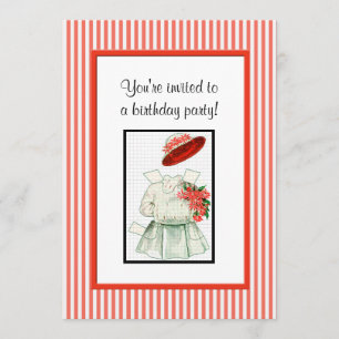 Invitación Fiesta de cumpleaños de la muñeca de papel