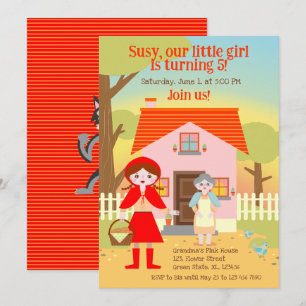 Invitación Fiesta de Cumpleaños de la Niña de Caperucita Roja