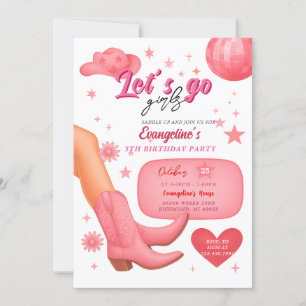 Invitación Fiesta de cumpleaños de la niña de rodeo rosa pers