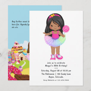 Invitación Fiesta de cumpleaños de la niña de tutú de Candy L