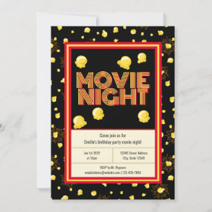 Invitación Fiesta de cumpleaños de la noche de la película -