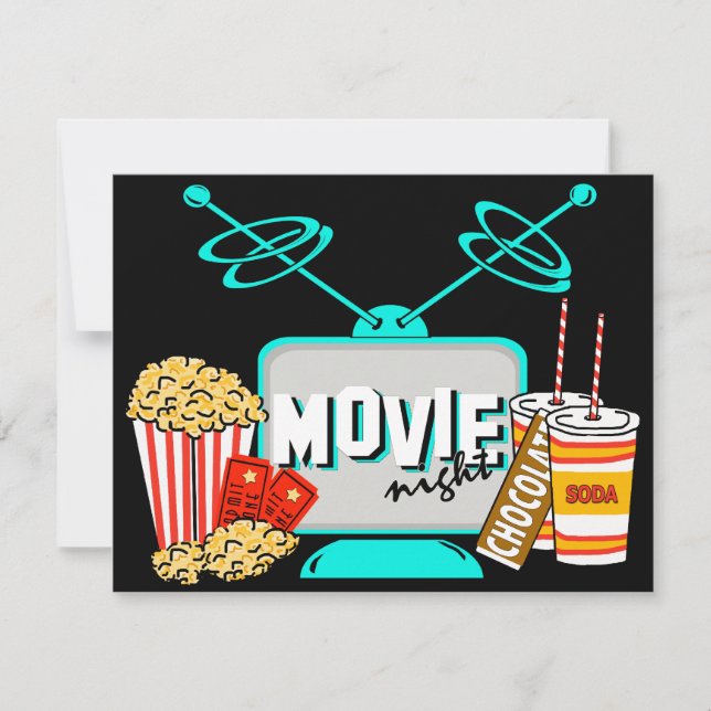 Invitación Fiesta de cumpleaños de la noche de la película (Anverso)