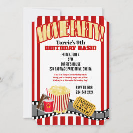 Invitación Fiesta de cumpleaños de la noche de la película