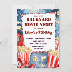 Invitación Fiesta de cumpleaños de la noche de la película de