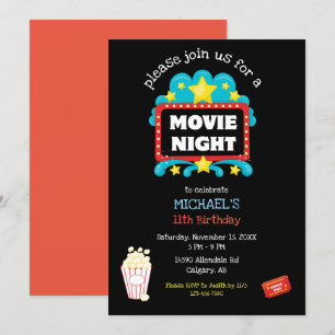 Invitación Fiesta de cumpleaños de la noche de la película Ni
