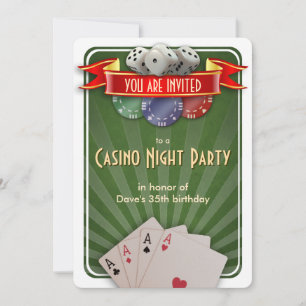 Invitación Fiesta de cumpleaños de la noche del póker del