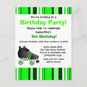 Invitación Fiesta de cumpleaños de la patineta verde - Huelga