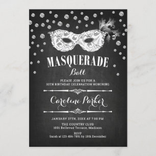 Invitación Fiesta de cumpleaños de la pelota de máscaras de C