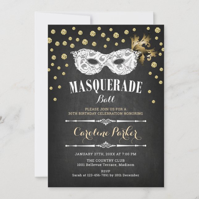 Invitación Fiesta de cumpleaños de la pelota de oro de la mas (Anverso)