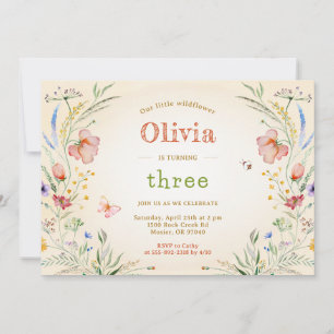 Invitación Fiesta de cumpleaños de la pequeña Chica floral fl
