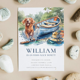 Invitación Fiesta de cumpleaños de la pesca de adultos de cua