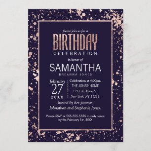 Invitación Fiesta de cumpleaños de la pintura azul de la Mari