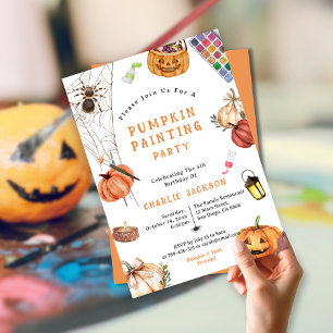 Invitación Fiesta de cumpleaños de la pintura de calabaza de