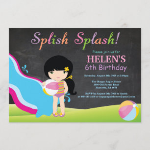 Invitación Fiesta de cumpleaños de la piscina con tobogán acu