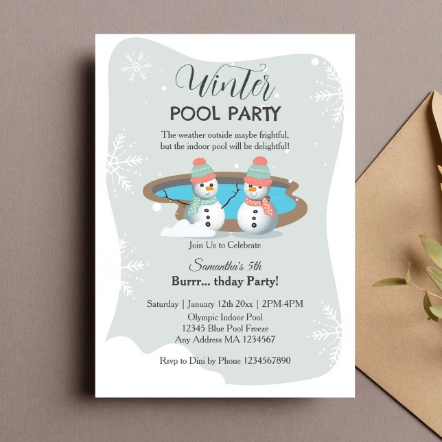 Invitación Fiesta de cumpleaños de la piscina de invierno (Invitation)
