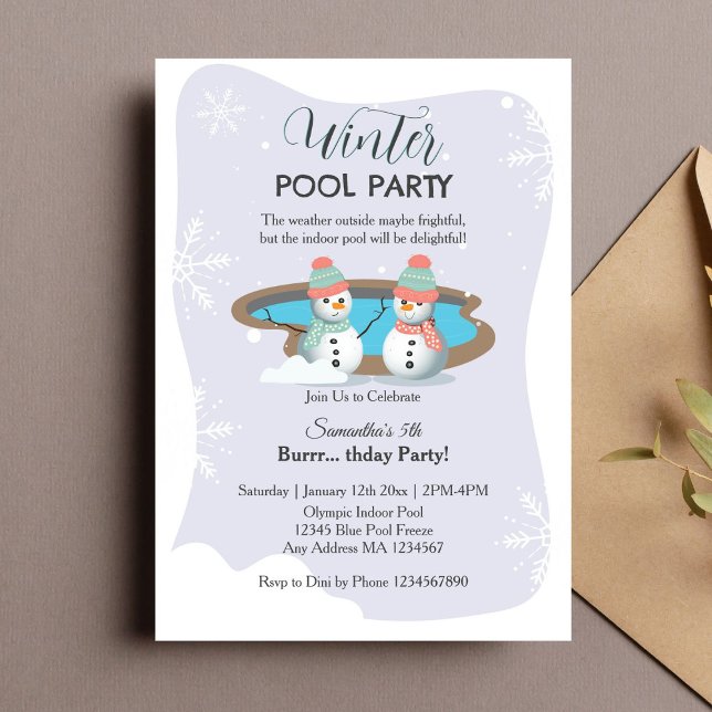 Invitación Fiesta de cumpleaños de la piscina de invierno (Invitation)