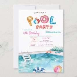 Invitación Fiesta de cumpleaños de la piscina de lentes flota