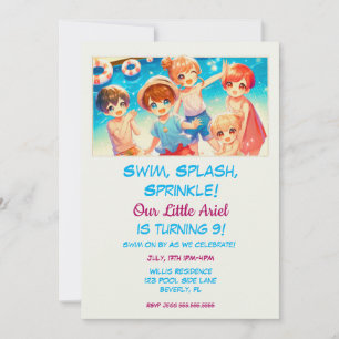 Invitación Fiesta de cumpleaños de la piscina de niños animad