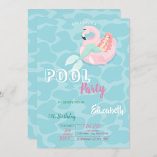 Invitación Fiesta de cumpleaños de la piscina de sirenas