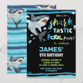 Invitación Fiesta de cumpleaños de la piscina de tiburones ch