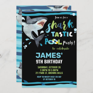 Invitación Fiesta de cumpleaños de la piscina de tiburones ch