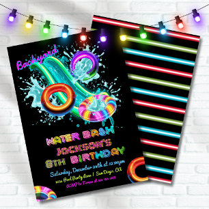 Invitación fiesta de cumpleaños de la piscina de toboganes de