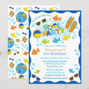 Invitación Fiesta de cumpleaños de la piscina de verano