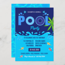 Fiesta de cumpleaños de la piscina de verano azul 