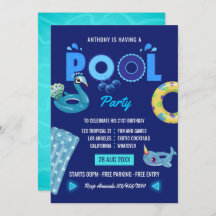 Fiesta de cumpleaños de la piscina de verano azul 