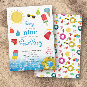 Invitación Fiesta de cumpleaños de la piscina infantil temáti