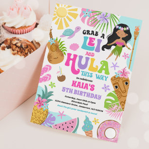 Invitación Fiesta de cumpleaños de la piscina tropical de Lua