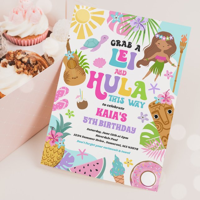 Invitación Fiesta de cumpleaños de la piscina tropical de Lua (Subido por el creador)