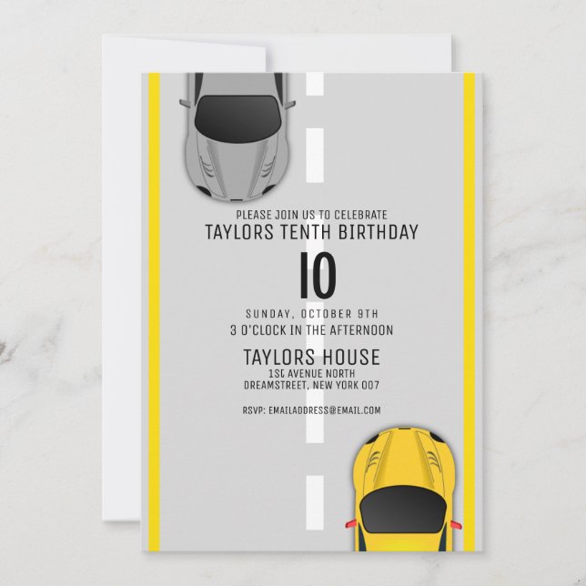 Invitación Fiesta de cumpleaños de la pista de Personalizado  (Anverso)