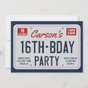 Invitación Fiesta de cumpleaños de la placa de licencia decim