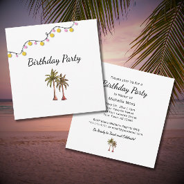 Invitación Fiesta de cumpleaños de la playa de Palm Trees Tro