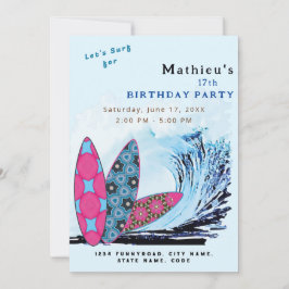 Invitación Fiesta de cumpleaños de la playa de surf