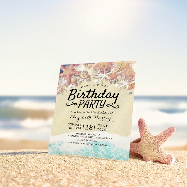 Invitación Fiesta de cumpleaños de la playa de verano estriba (Subido por el creador)