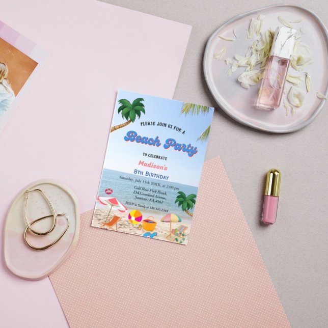 Invitación Fiesta de cumpleaños de la playa tropical (Subido por el creador)