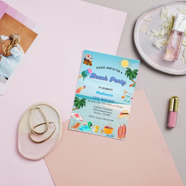 Invitación Fiesta de cumpleaños de la playa tropical (Subido por el creador)