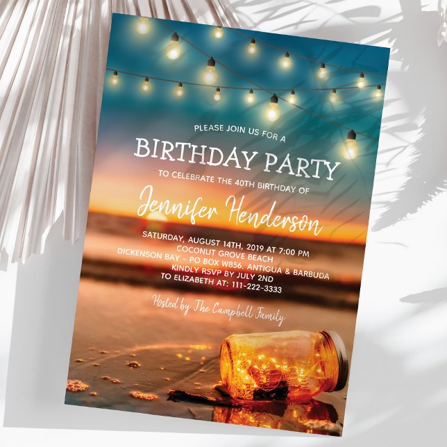 Invitación Fiesta de cumpleaños de la playa Tropical Sunset B (Subido por el creador)