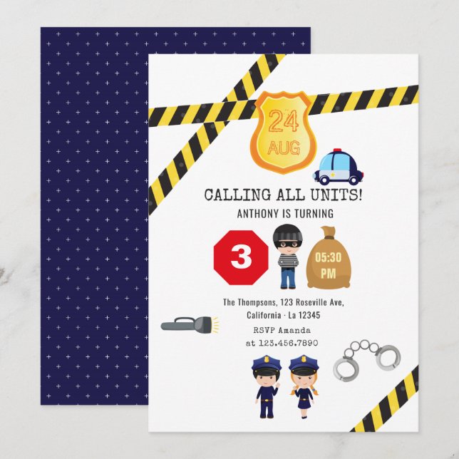 Invitación Fiesta de Cumpleaños de la Policía (Anverso / Reverso)